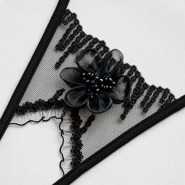 Eternal Bloom - Mini G-String Ouvert - Schwarz
