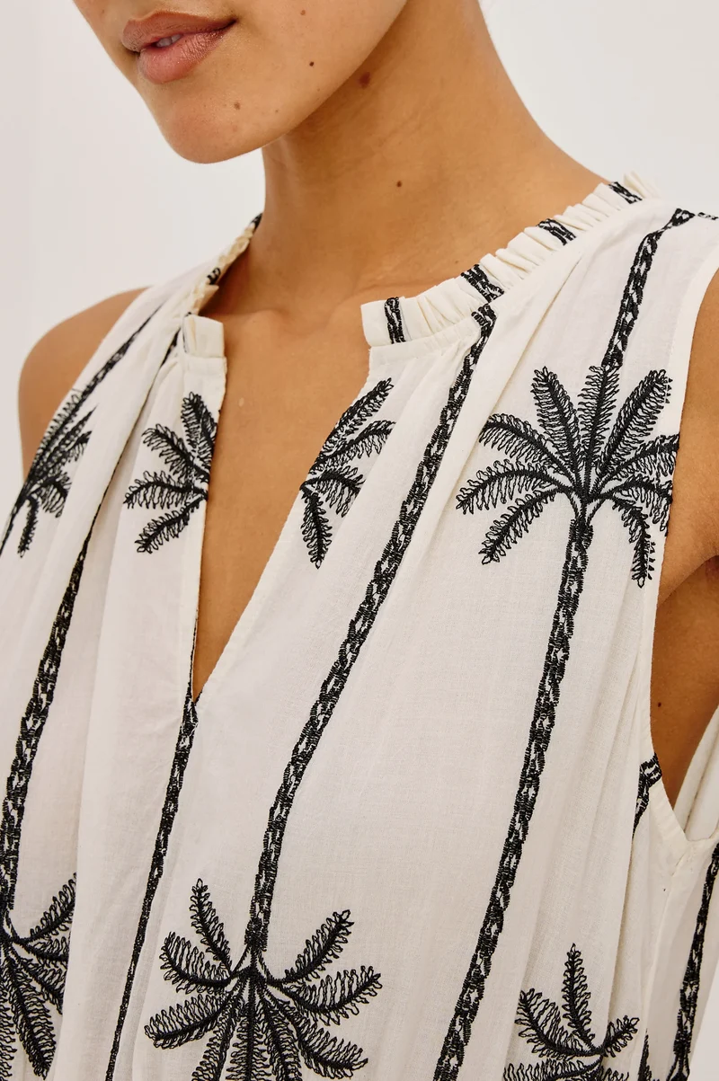 Loulou Midi Dress Embroidered Palms