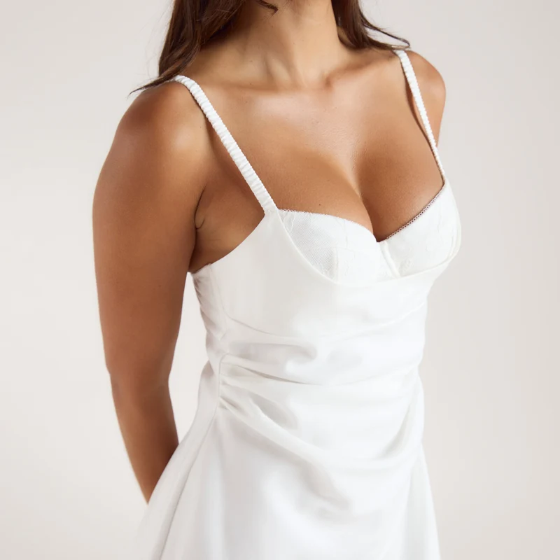 Peep Bra Mini Dress - Cream
