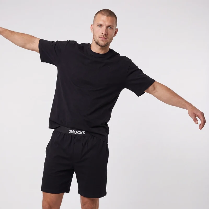 Schlafanzug Set Herren kurz | Schwarz