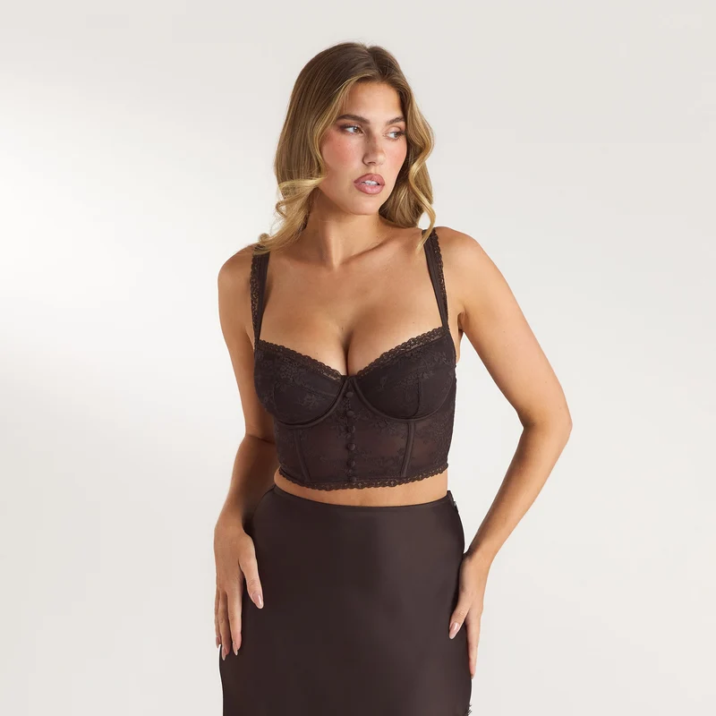 Lace Bralette Top - Chocolate