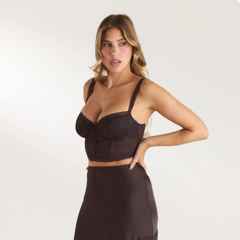 Lace Bralette Top - Chocolate