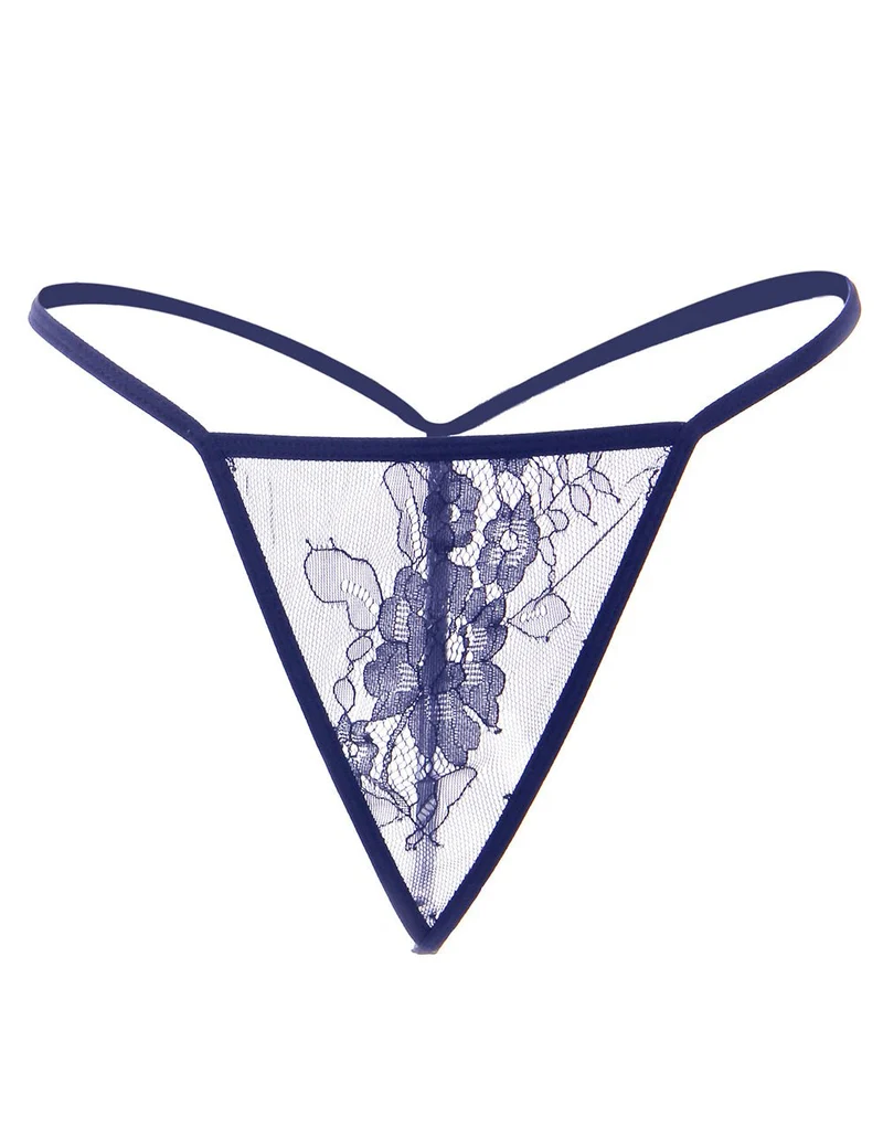 Babydoll aus blauer Wimpernspitze – Weite Ärmel, Knopfleiste, Satinbund & String-Set
