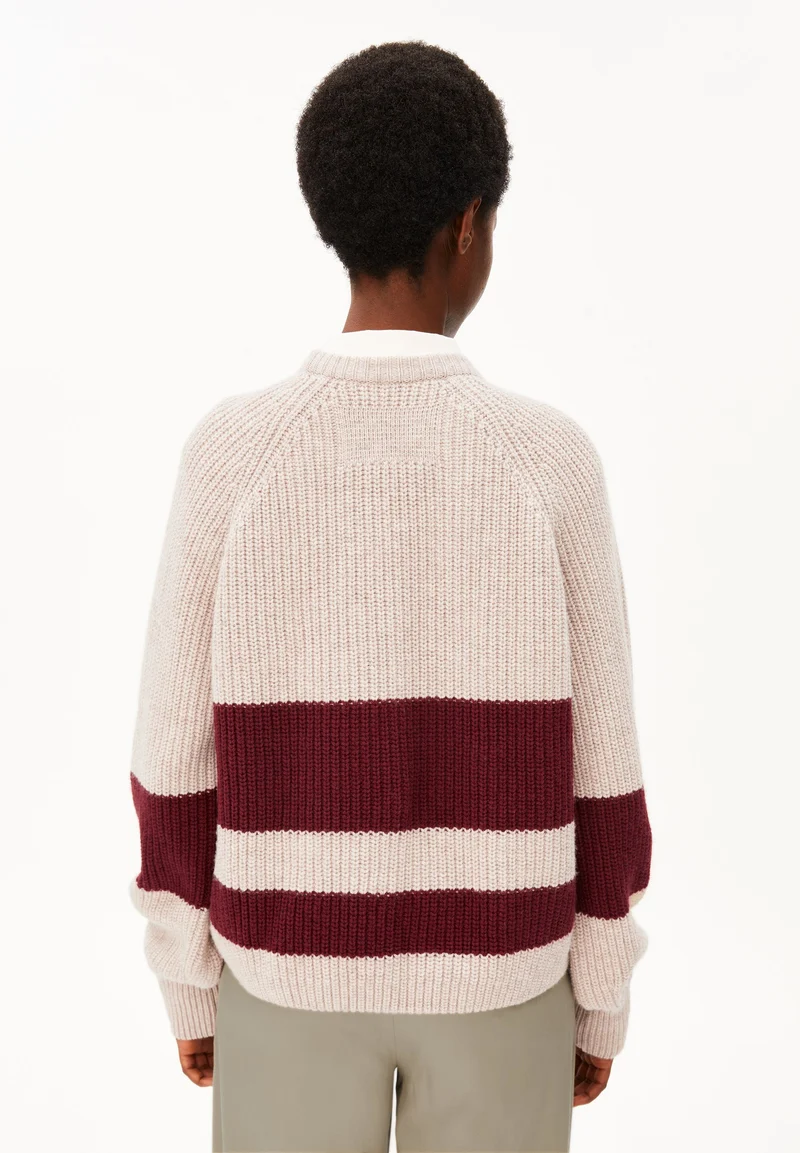 RIB STRIPED KNIT SWEATER
