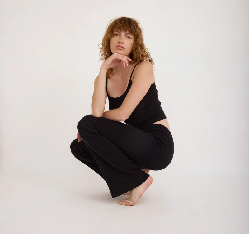 Soft Knit Rib Flare Pants