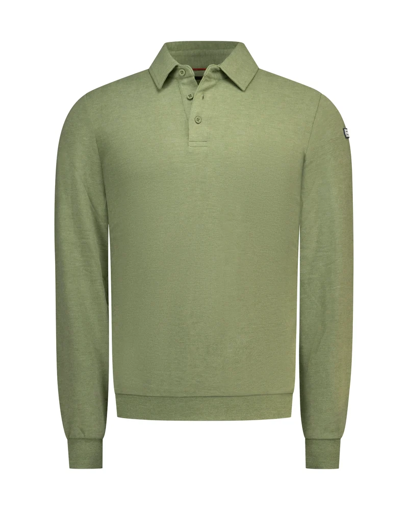 POLO LONG SLEEVE, SCOUTING GREEN MELANGE