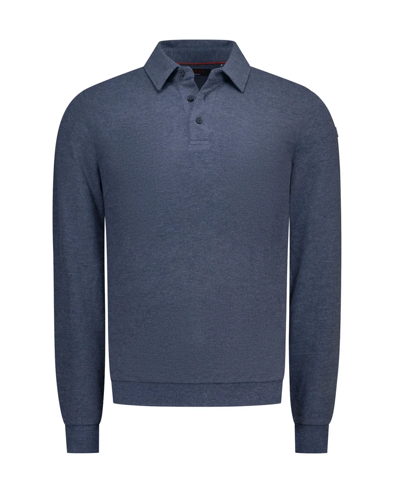 POLO LONG SLEEVE, OXFORD NAVY MELANGE