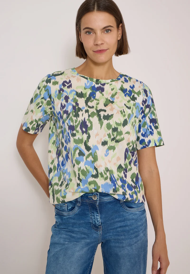 T-Shirt mit Boat Neck und Print