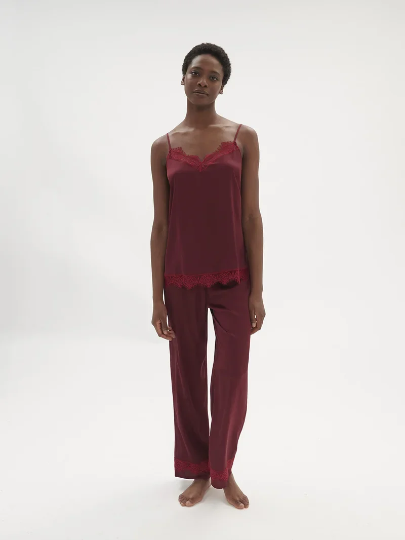 Simone Perele - Satin Secrets Seidenhose Spinellrot