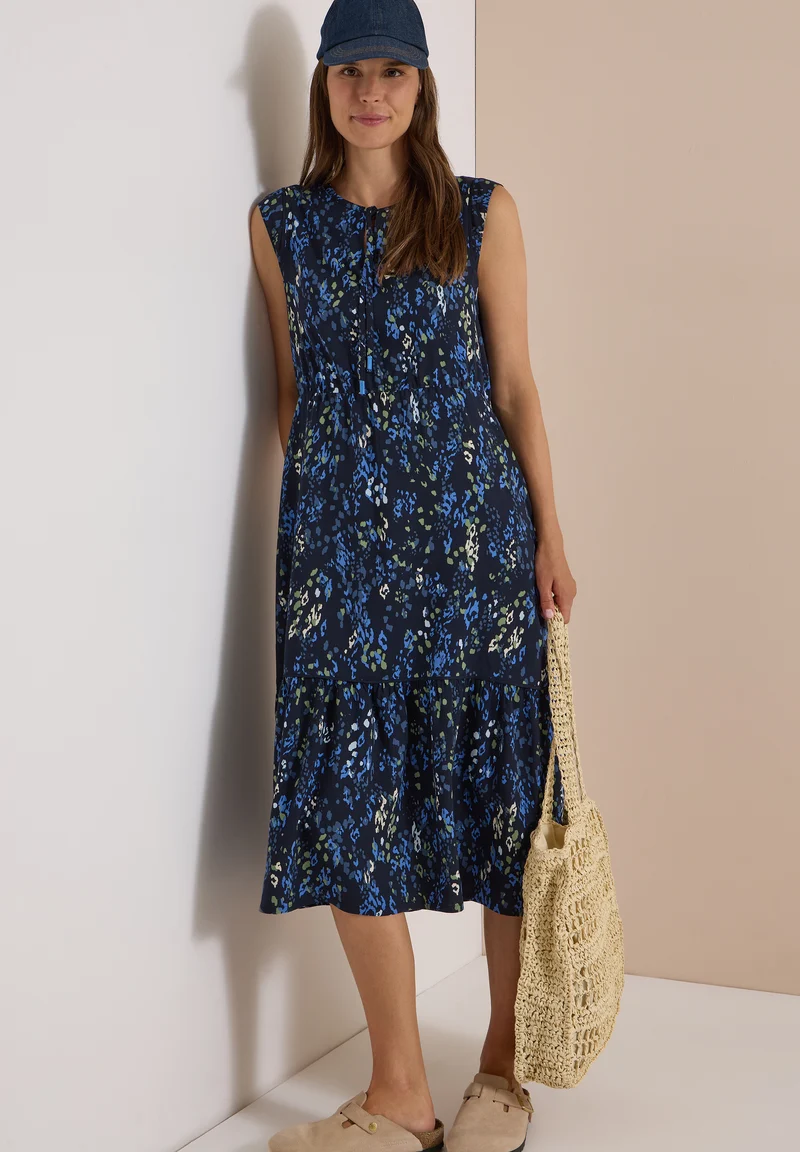 Midikleid mit Split Neck und Print