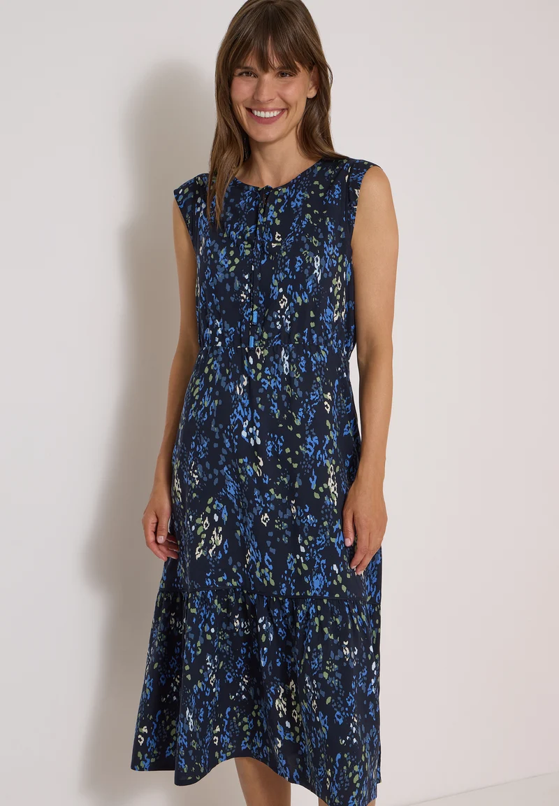 Midikleid mit Split Neck und Print