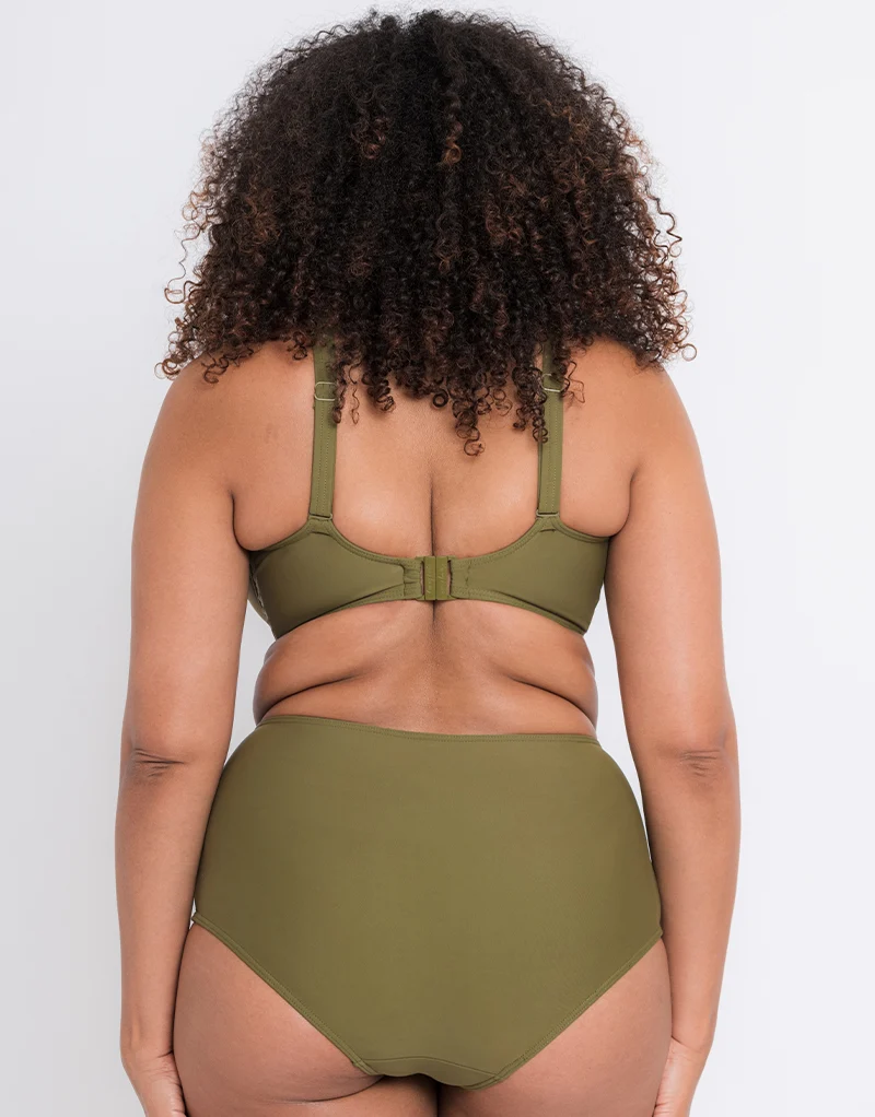 Curvy Kate Retro Sun Padded Balcony Bikini Multiway Top Olive
