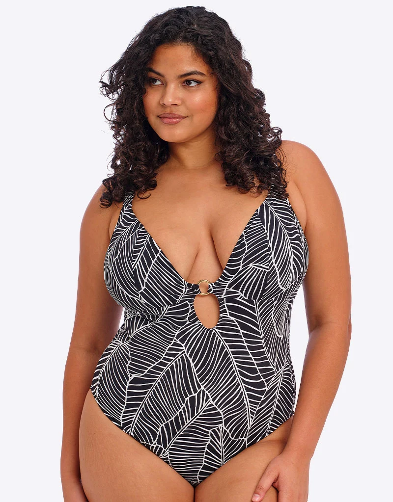 Elomi Kata Beach Non Wired Plunge Swimsuit Black Print
