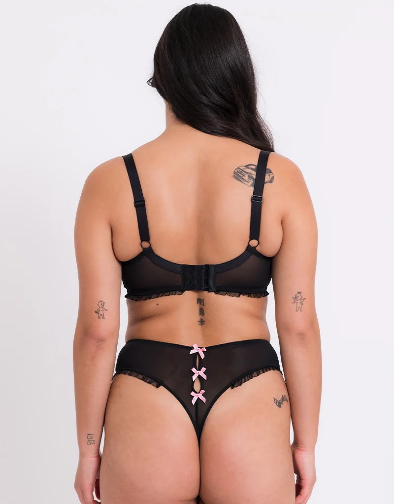 Curvy Kate Frill Me Balcony Bra Black/Pink