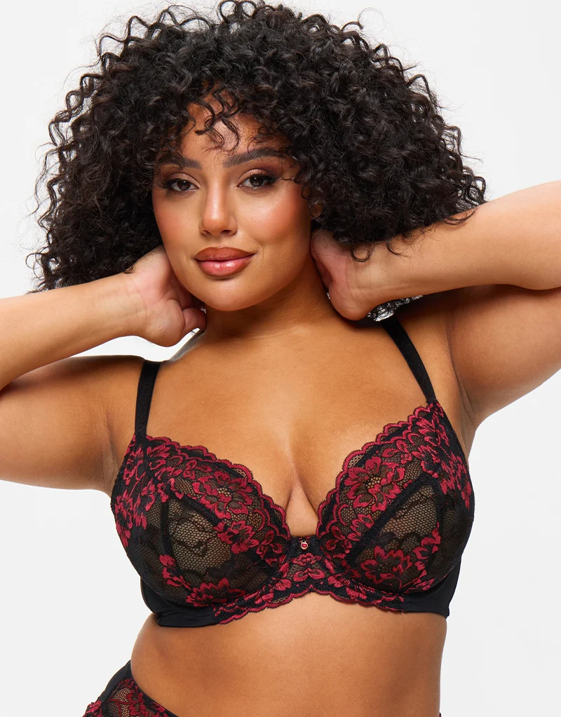 Ann Summers Sexy Lace Plunge Bra Black/Red