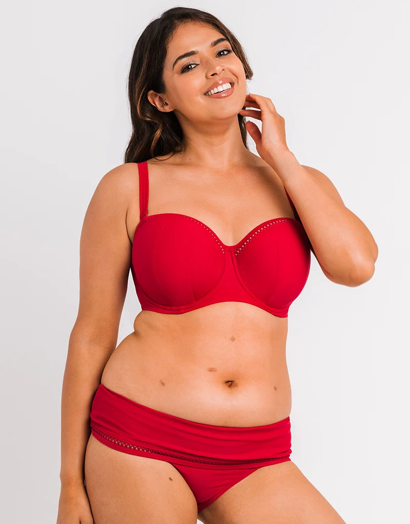 Curvy Kate First Class Deep Fold Over Bikini Brief Red
