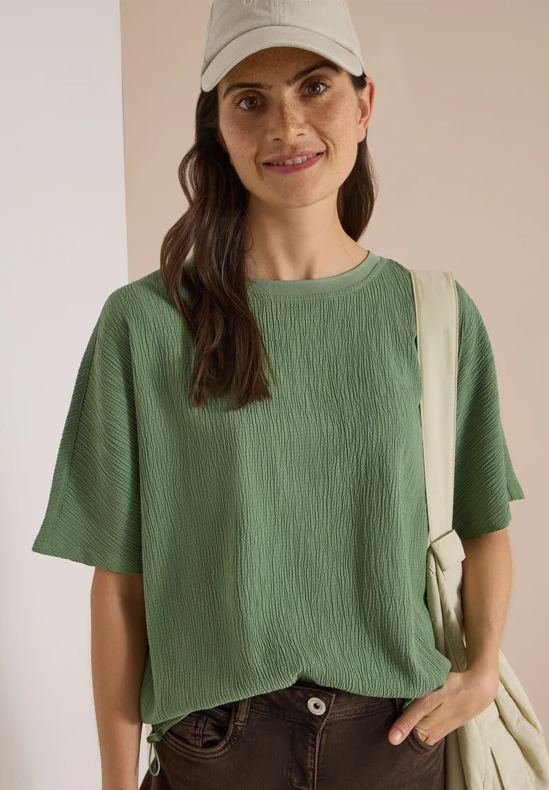 Dropped Shoulder Blusenshirt in Unifarbe