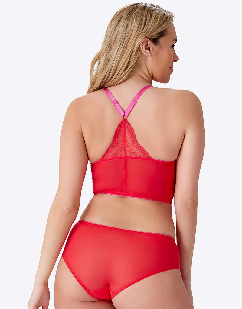 Gossard Superboost Lace Deep V Bralette Rose Red