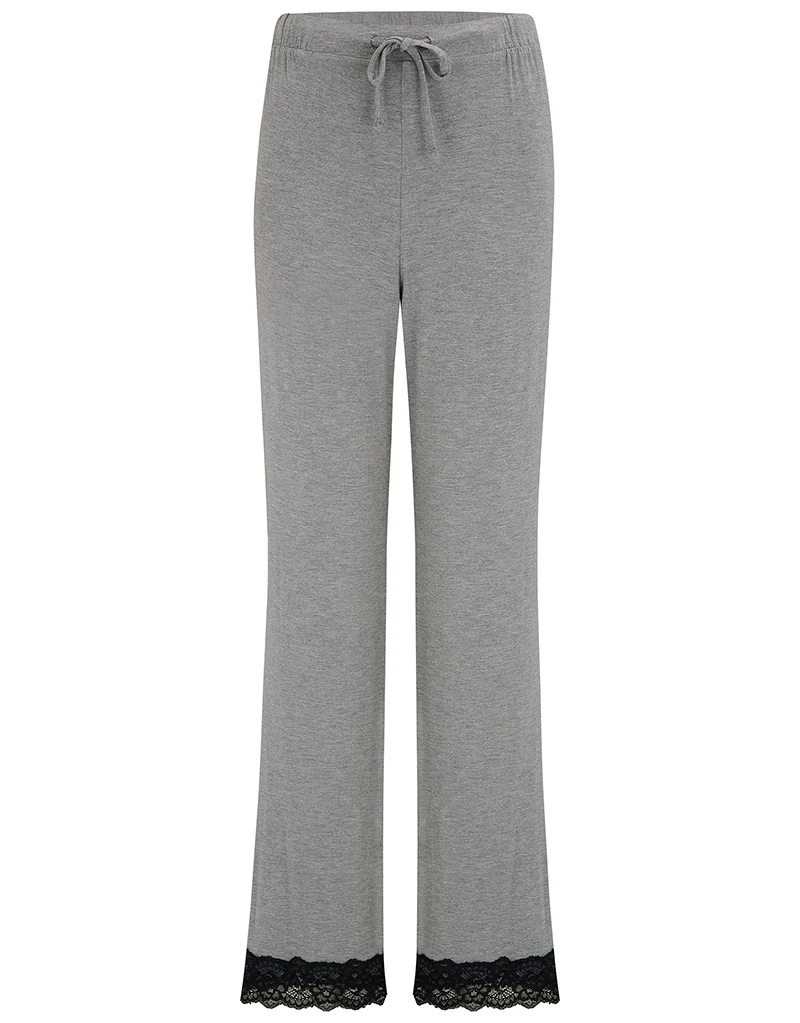 Pour Moi Sofa Loves Lace Jersey Trouser Grey Marl/Black