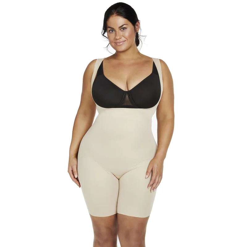Naomi & Nicole Shapewear - Unglaublich bequemer Torsette-Oberschenkelformer, warmes Beige