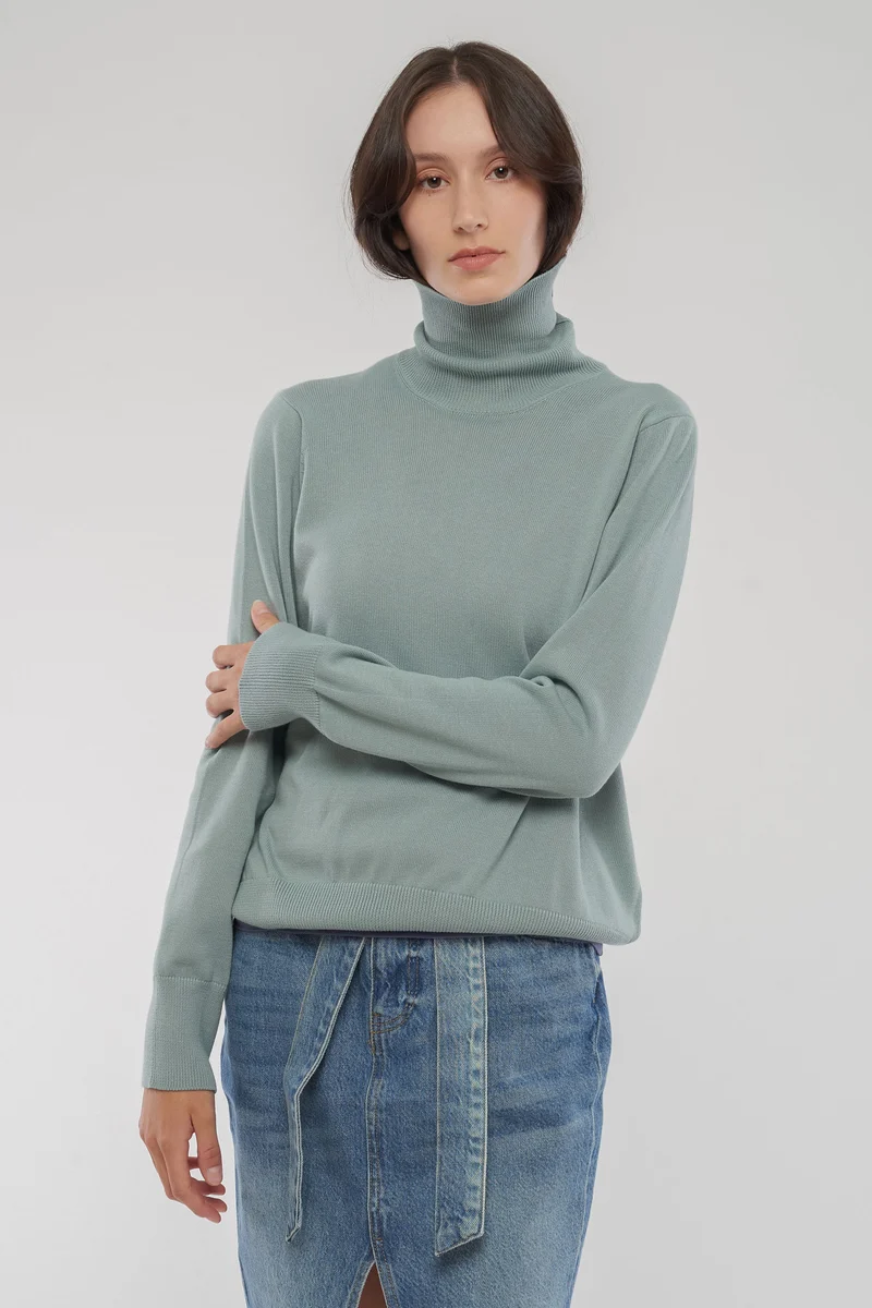 Feinstrick Rollkragen-pullover aus Bio Baumwolle
