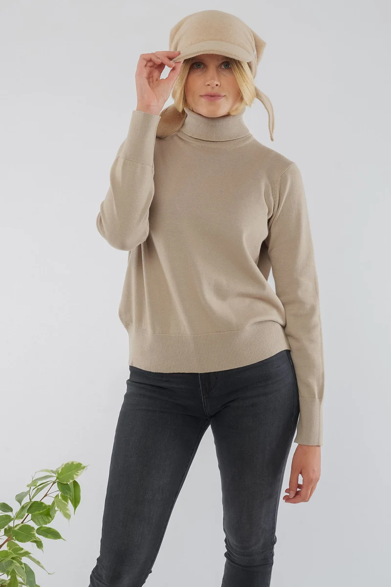Feinstrick Rollkragen-pullover aus Bio Baumwolle