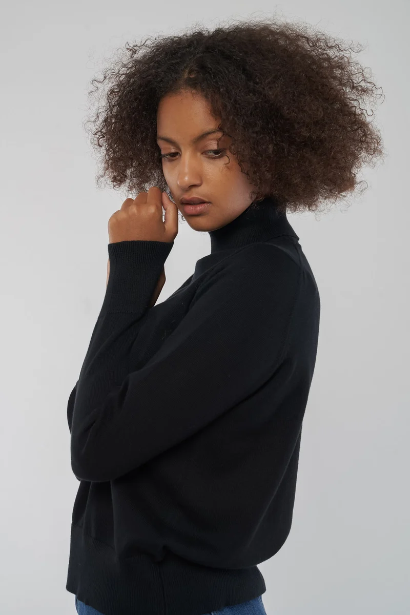 Feinstrick Rollkragen-pullover aus Bio Baumwolle