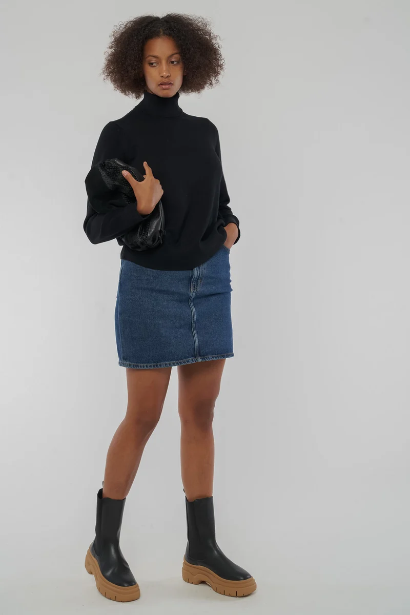 Feinstrick Rollkragen-pullover aus Bio Baumwolle