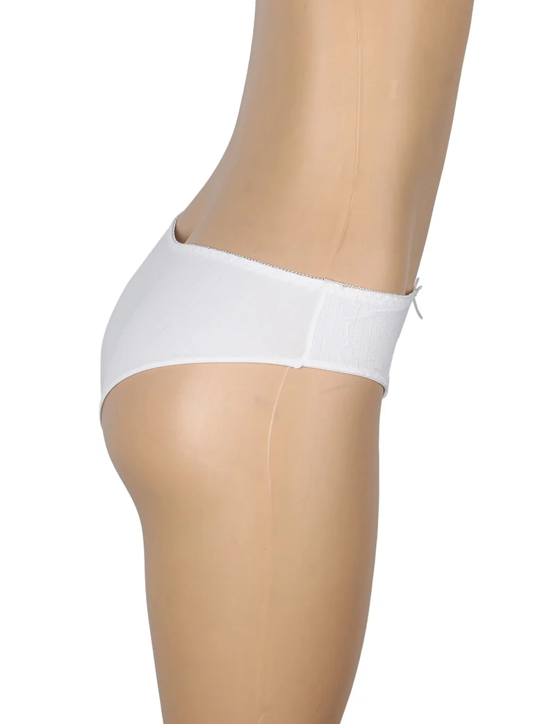 Weiß gestreifter Slip mit Spitzenbesatz und Schleifendetail