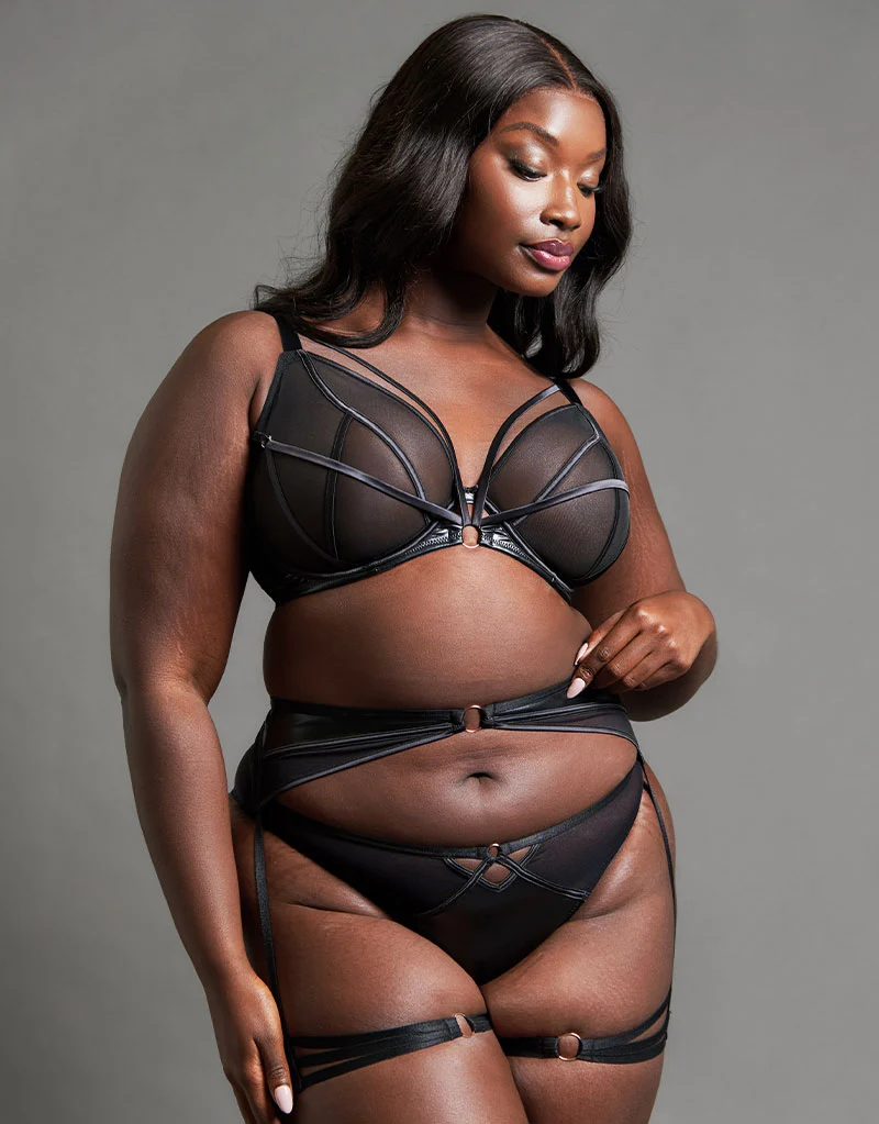 Scantilly Scandal Suspender Belt with Leg Harness Black