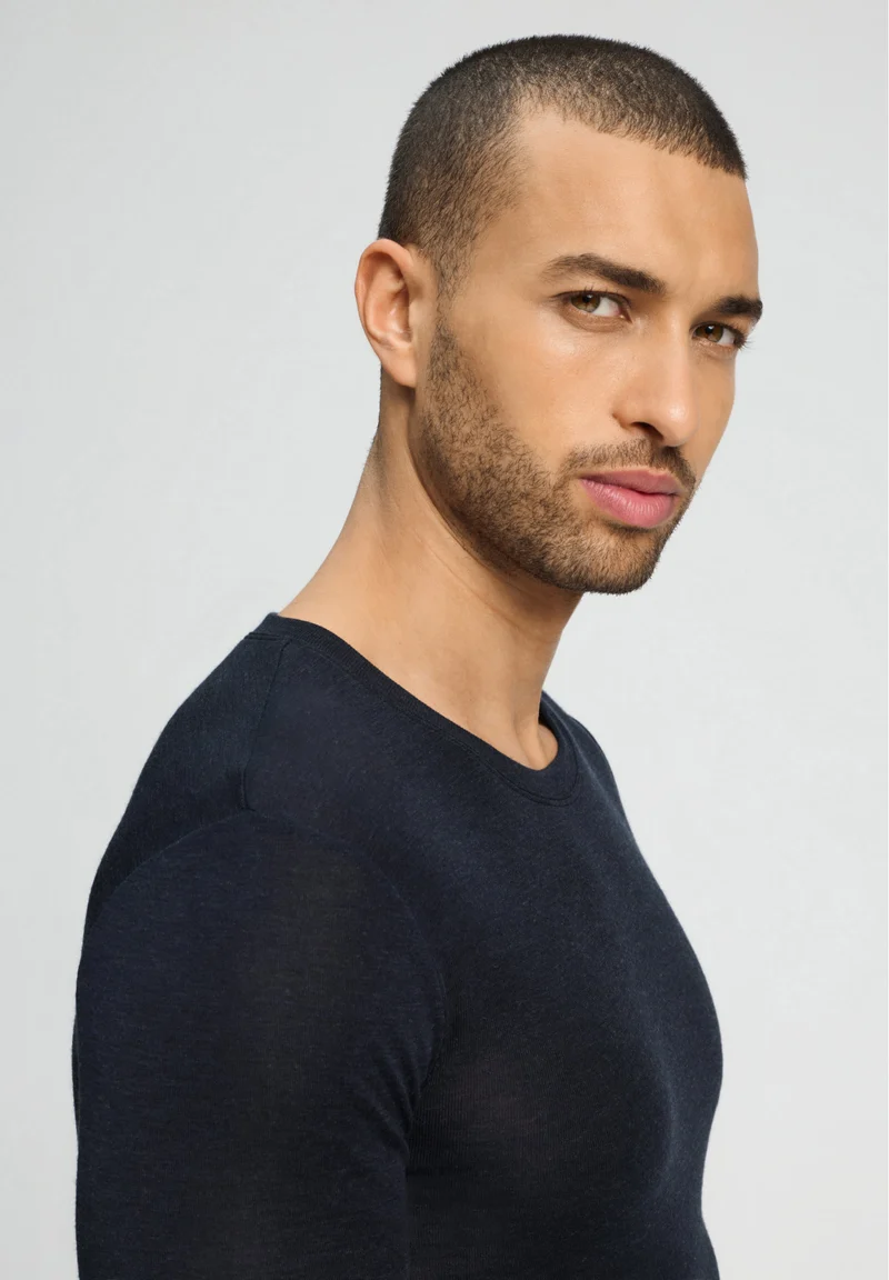Silk/Cashmere L/SLV Shirt | black 073153-070019