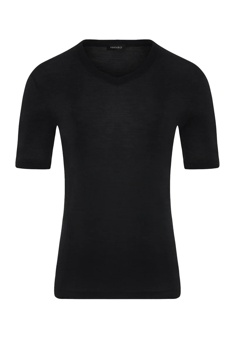Silk/Cashmere S/SLV Shirt V-Neck | black 073152-070019