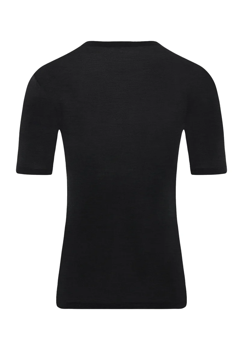 Silk/Cashmere S/SLV Shirt V-Neck | black 073152-070019