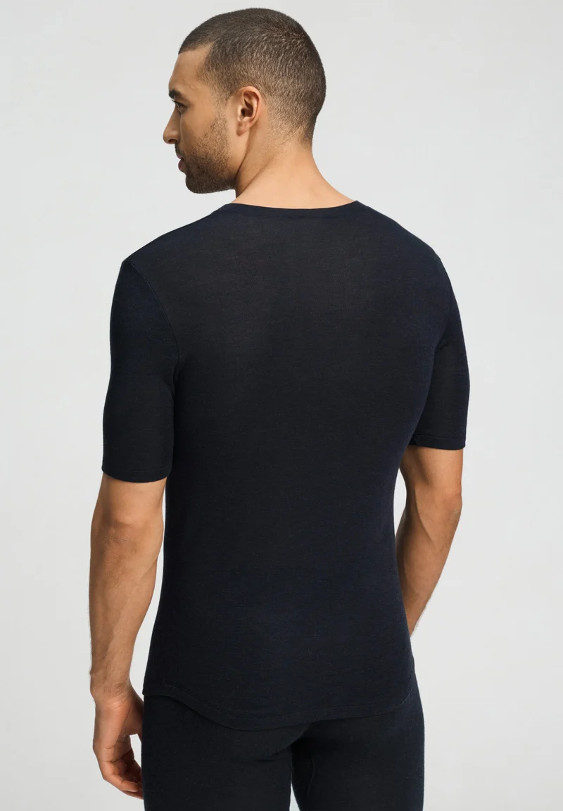 Silk/Cashmere S/SLV Shirt V-Neck | black 073152-070019