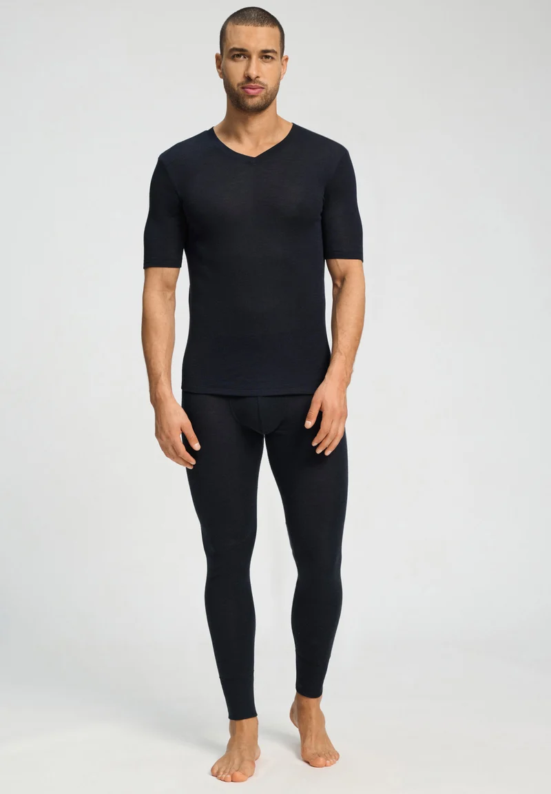Silk/Cashmere S/SLV Shirt V-Neck | black 073152-070019