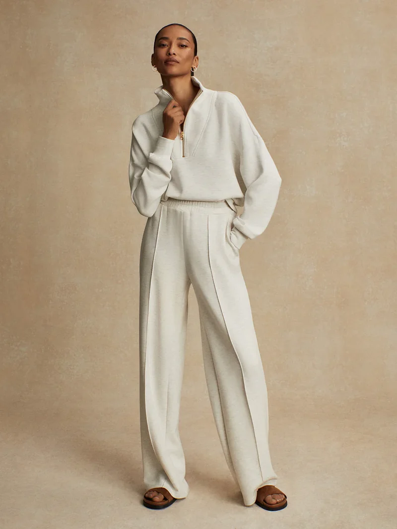 Wide Leg Pant 30" Ivory Marl