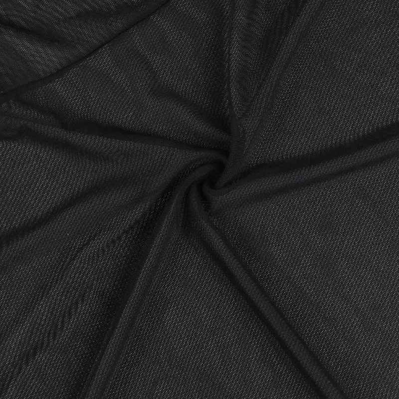 Schwarzes, transparentes Babydoll mit Spitzenbesatz und asymmetrischem Rocksaum