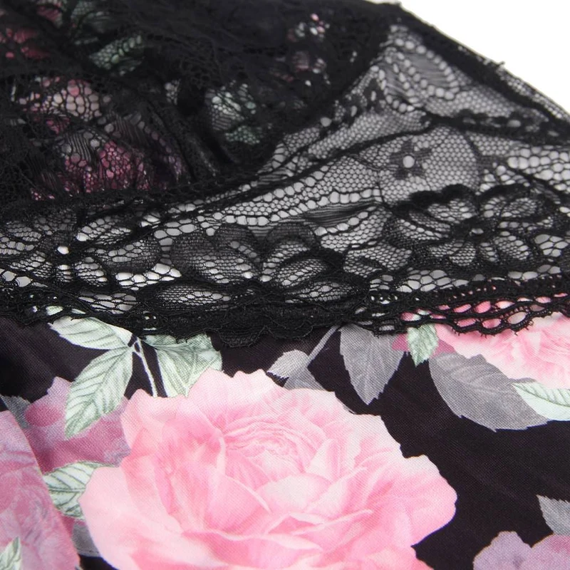 Babydoll mit Blumenmuster und Schnürung (ohne Bügel)
