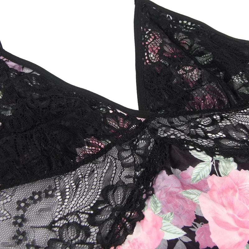 Babydoll mit Blumenmuster und Schnürung (ohne Bügel)