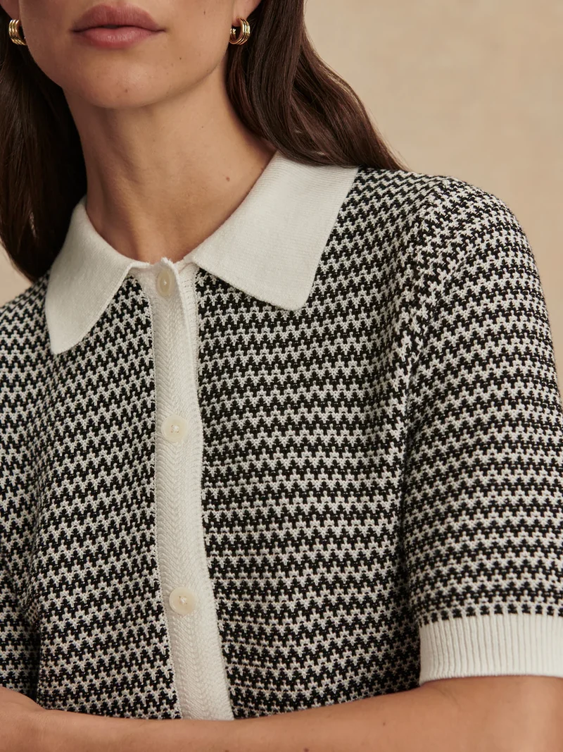 Gaelle Polo Knit White/Black