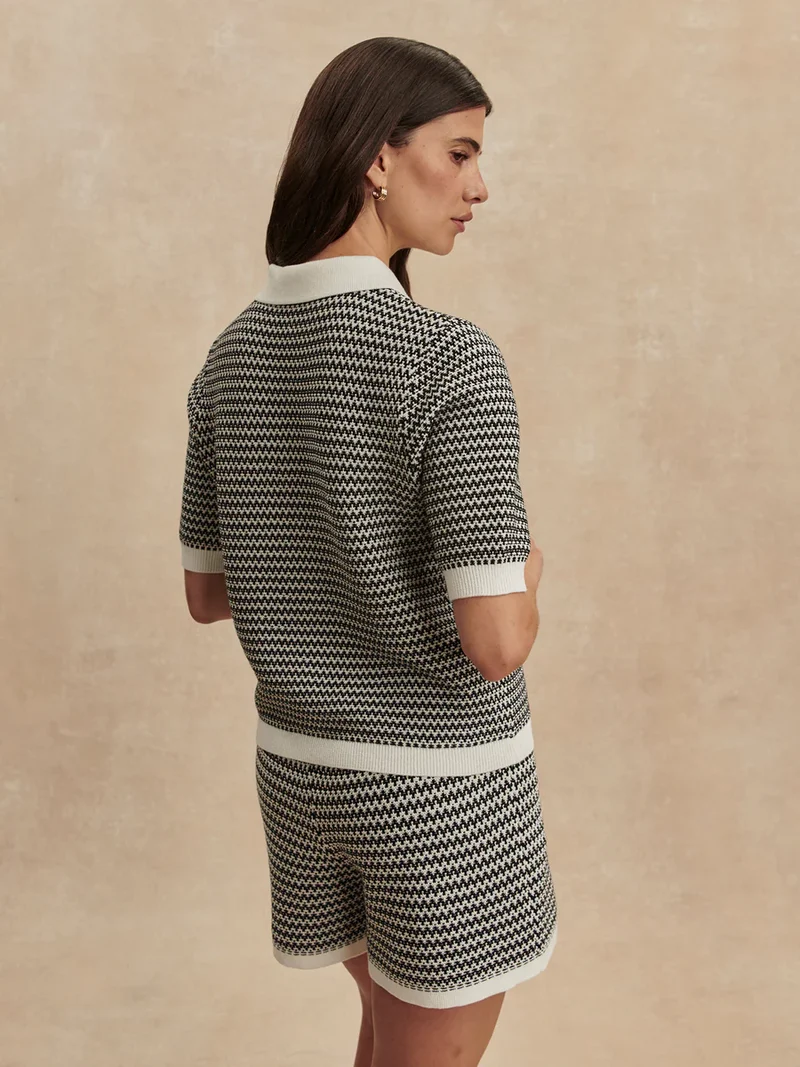 Gaelle Polo Knit White/Black