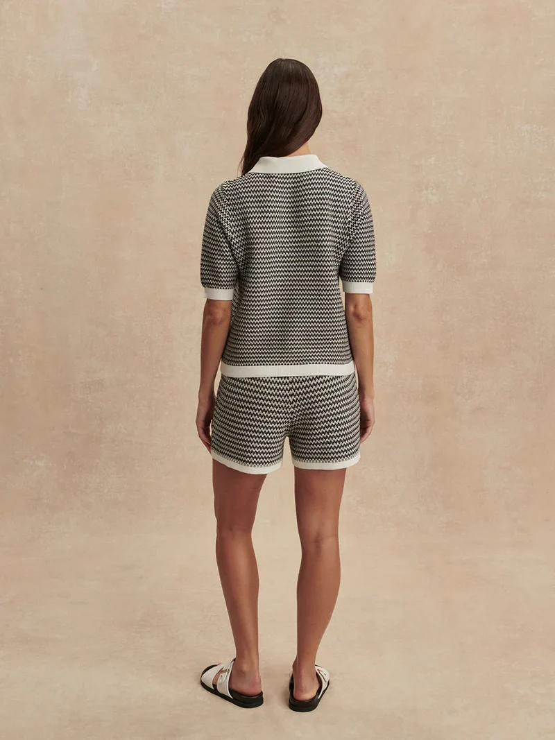 Gaelle Polo Knit White/Black