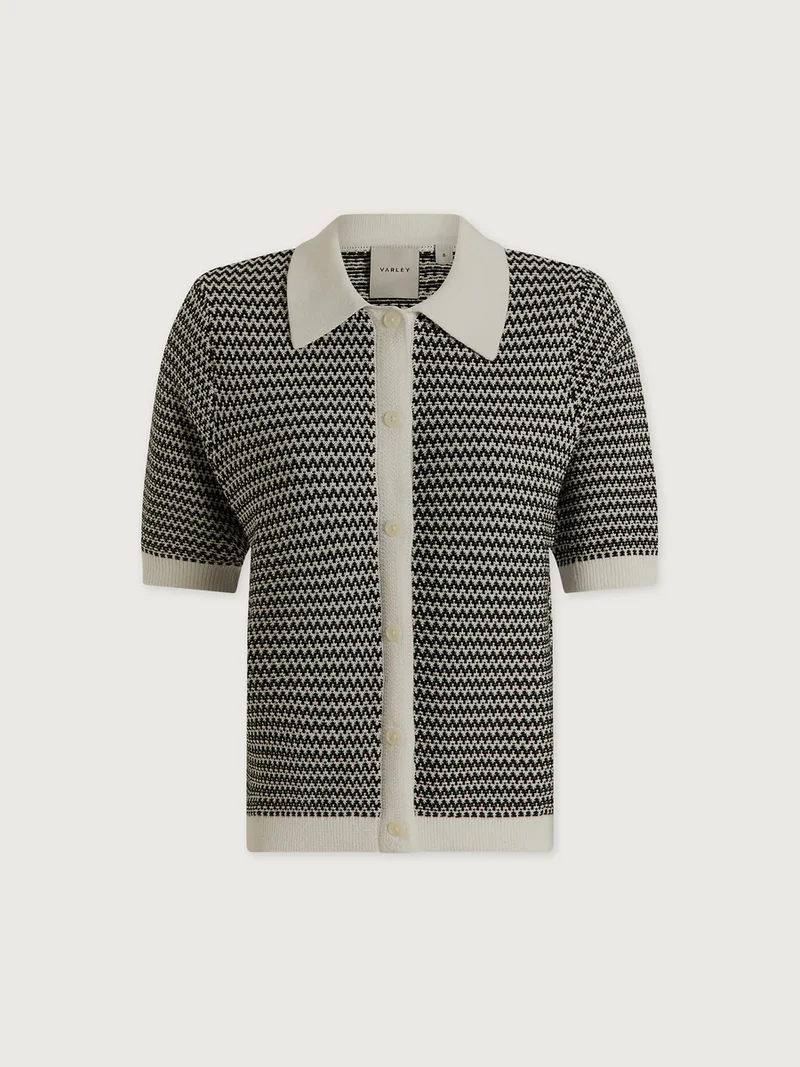 Gaelle Polo Knit White/Black