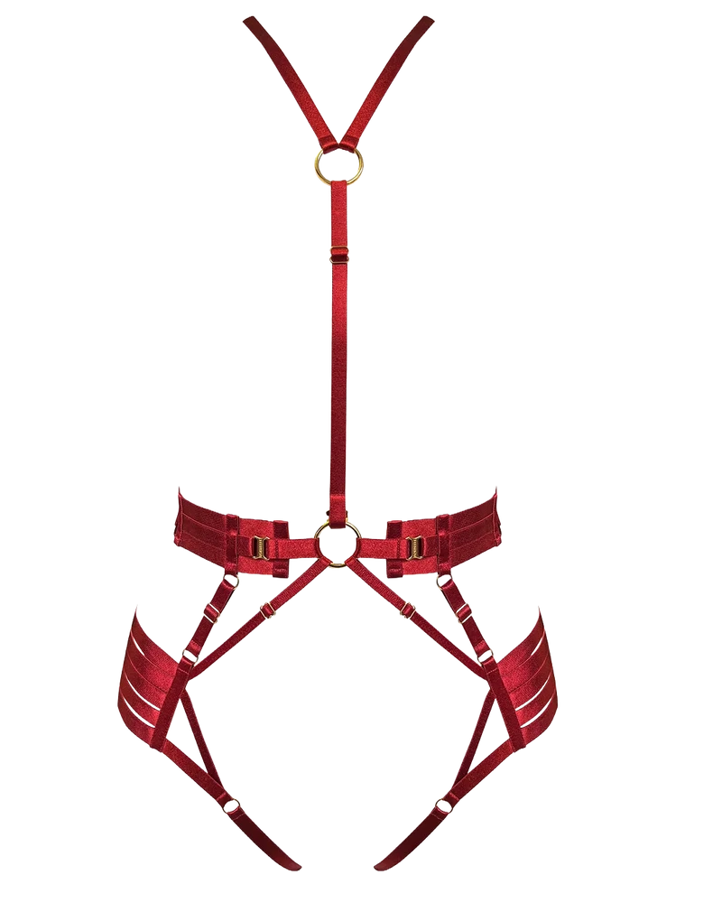Bordelle Signature Strap Body Harness in Burnt Red