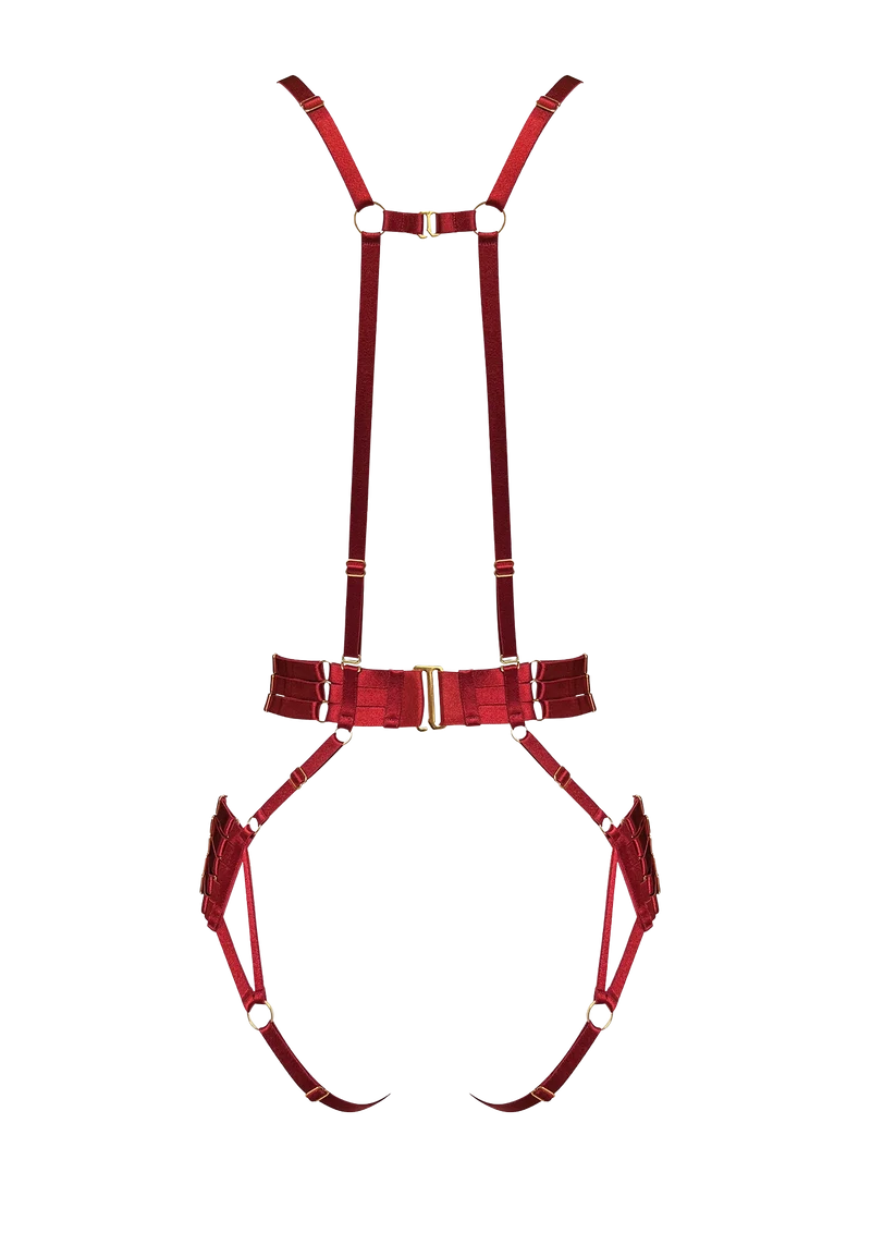 Bordelle Signature Strap Body Harness in Burnt Red