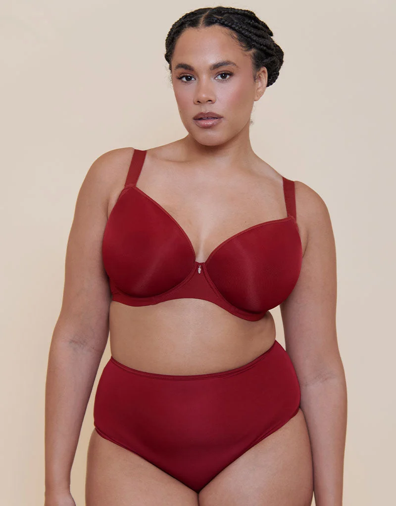 Curvy Kate Smoothie Spacer Moulded T-Shirt Plunge Bra Deep Red
