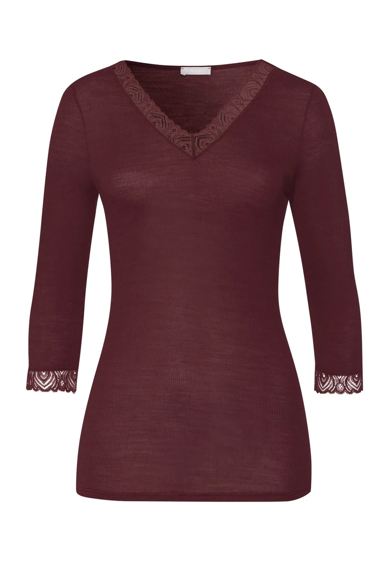 Woolen Lace 3/4 SLV Shirt | vivid brown 070831-072421