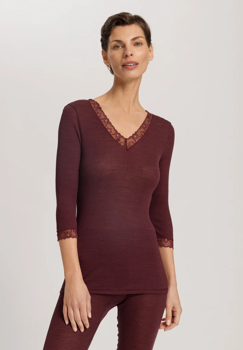 Woolen Lace 3/4 SLV Shirt | vivid brown 070831-072421