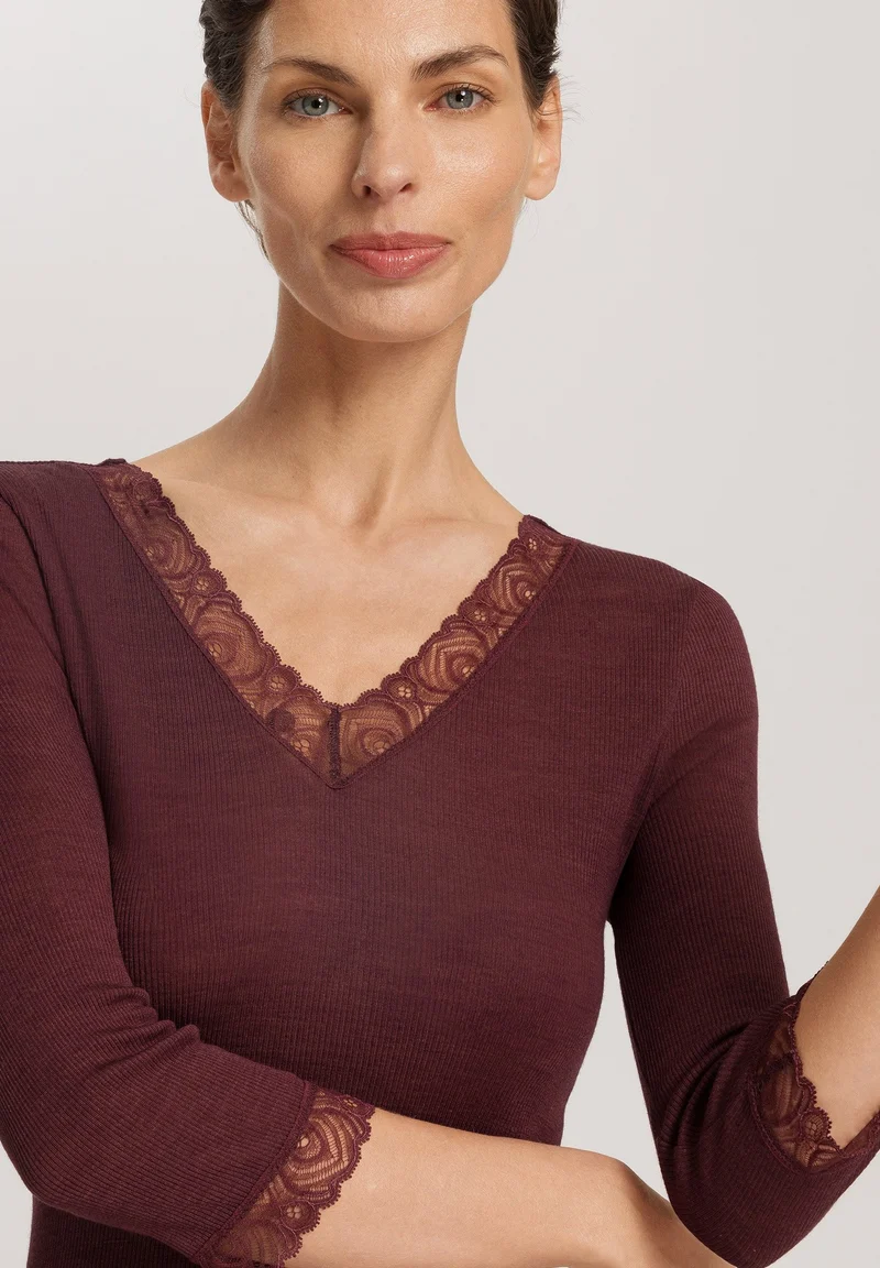 Woolen Lace 3/4 SLV Shirt | vivid brown 070831-072421