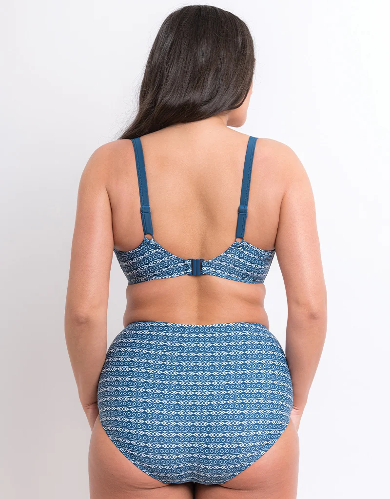 Flirtelle Malibu Marina Padded Balcony Bikini Top Navy Print